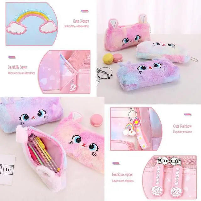 Alt view image 7 of 7 - Girls Rainbow School Backpack for Elementary,Kawaii Bookbag 16.5in