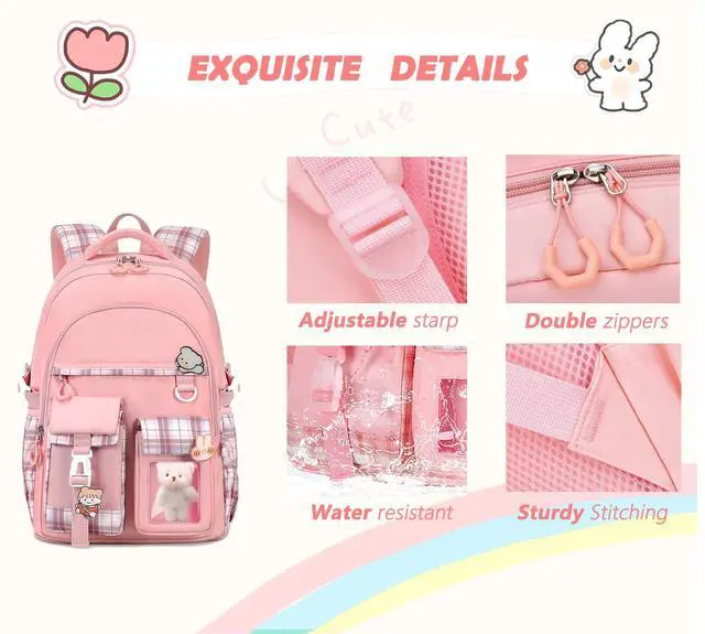 Alt view image 5 of 7 - Girls Backpack,Cute School Backpack for Girls Kids Teens
