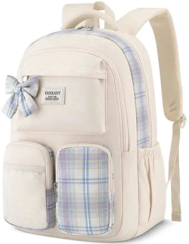 Main image of School Backpack for Teen Girls Cute Bookbags Elementary High School College Laptop Bags Women Travel Daypacks Mochilas Escolares, Beige