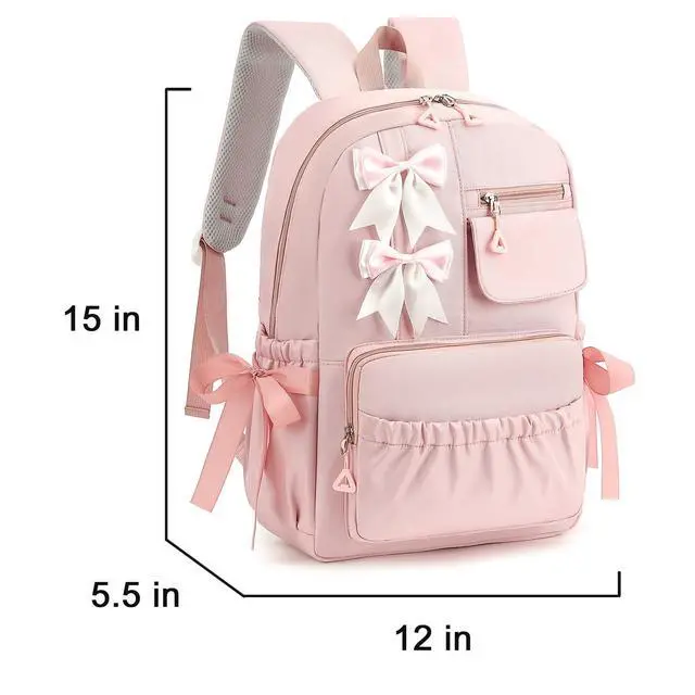 Alt view image 3 of 7 - Kids School Backpack for Girls Cute Kawaii Bookbag with Bows