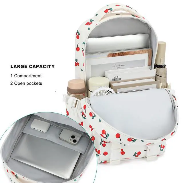 Alt view image 4 of 7 - School Backpack for Girls High Middle Cherry Kids Coquette Bookbag