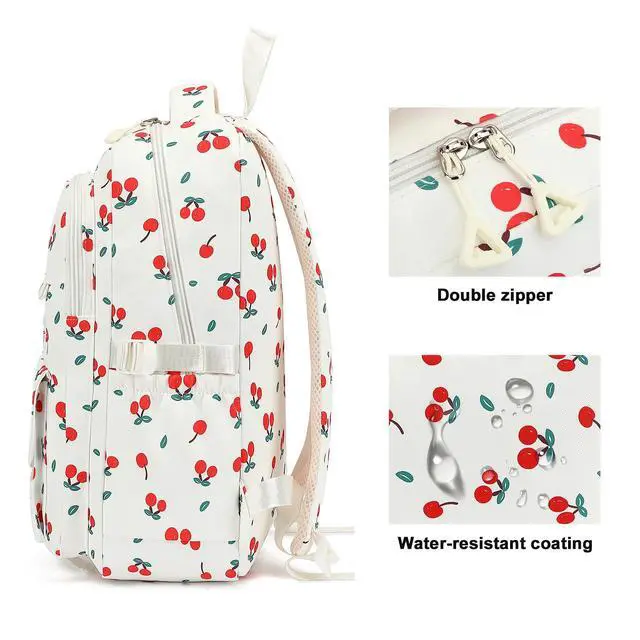 Alt view image 5 of 7 - School Backpack for Girls High Middle Cherry Kids Coquette Bookbag
