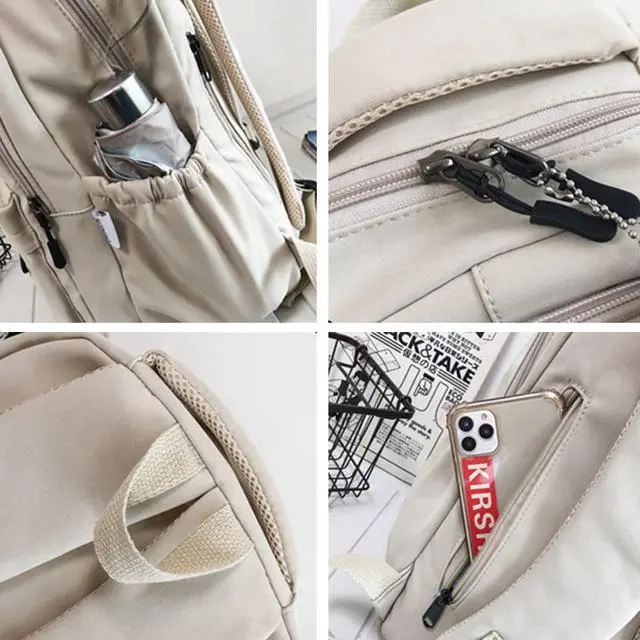 Alt view image 3 of 7 - Aesthetic Cute Backpack for Girls Student School College Travel, White