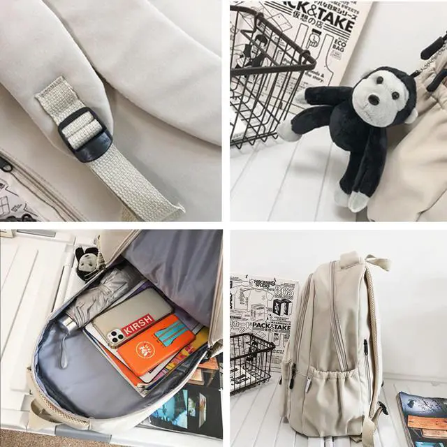 Alt view image 4 of 7 - Aesthetic Cute Backpack for Girls Student School College Travel, White