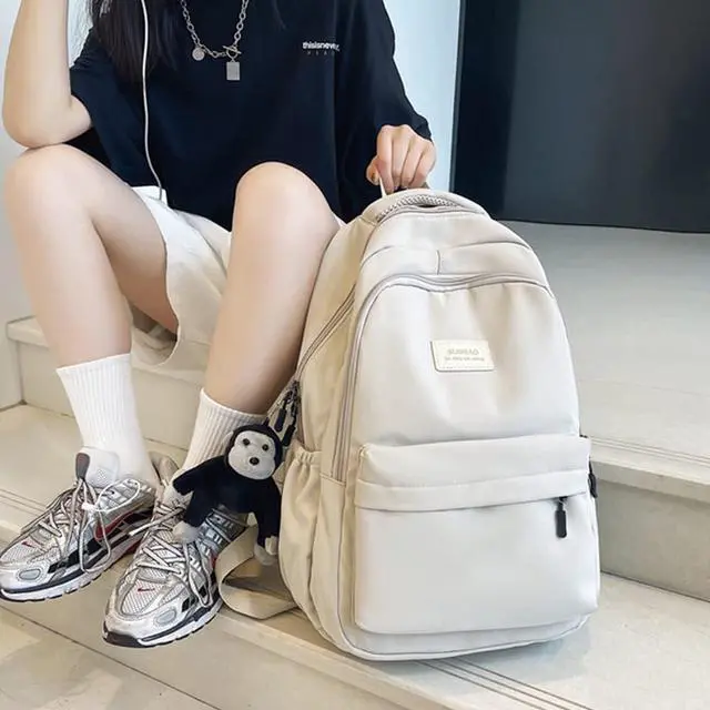 Alt view image 6 of 7 - Aesthetic Cute Backpack for Girls Student School College Travel, White