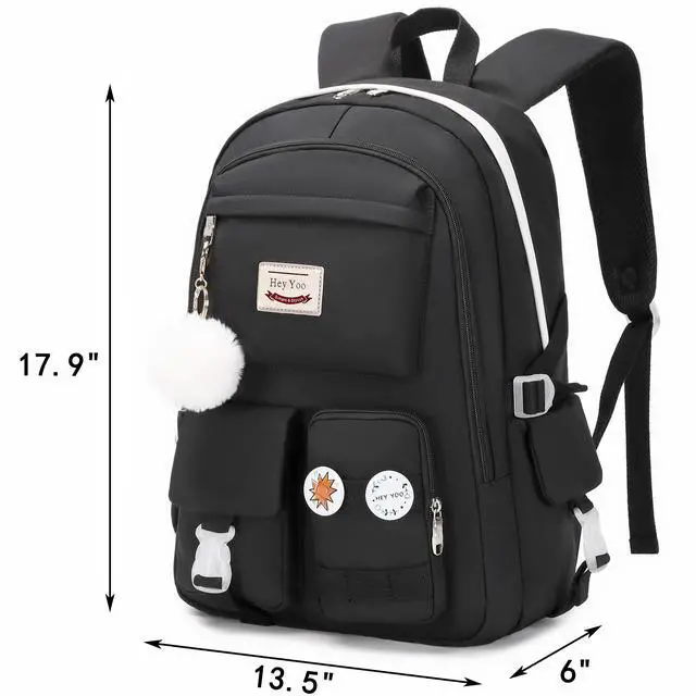 Alt view image 3 of 7 - Backpack for Girls Bookbag Cute School Bag College Middle High Elementary School Backpack for Teen Girls (Black)