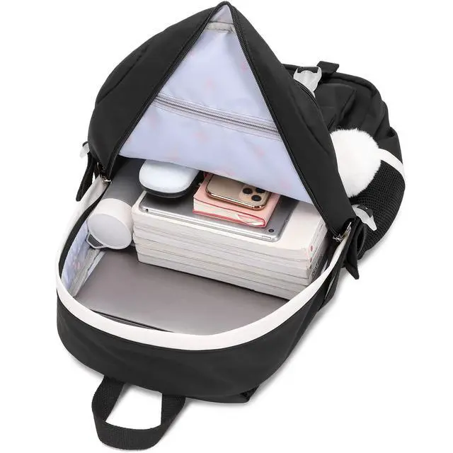 Alt view image 5 of 7 - Backpack for Girls Bookbag Cute School Bag College Middle High Elementary School Backpack for Teen Girls (Black)