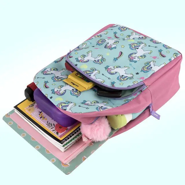 Alt view image 3 of 7 - 15 Inch Kids Backpacks for Boys & Girls | Preschool, Kindergarten, Elementary School Backpacks with Adjustable, Padded Straps (Upbeat Unicorns)