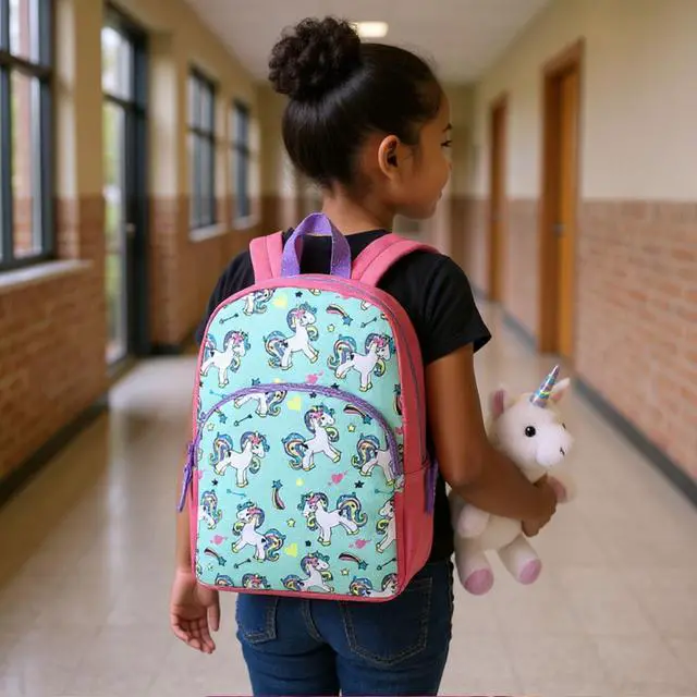Alt view image 7 of 7 - 15 Inch Kids Backpacks for Boys & Girls | Preschool, Kindergarten, Elementary School Backpacks with Adjustable, Padded Straps (Upbeat Unicorns)