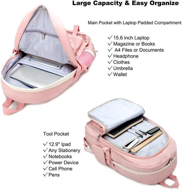 Alt view image 3 of 6 - Laptop Backpacks 15.6 In Kids School Backpack for Girls Women Bookbag