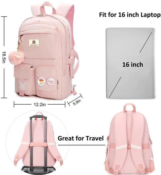 Alt view image 6 of 6 - Laptop Backpacks 15.6 In Kids School Backpack for Girls Women Bookbag