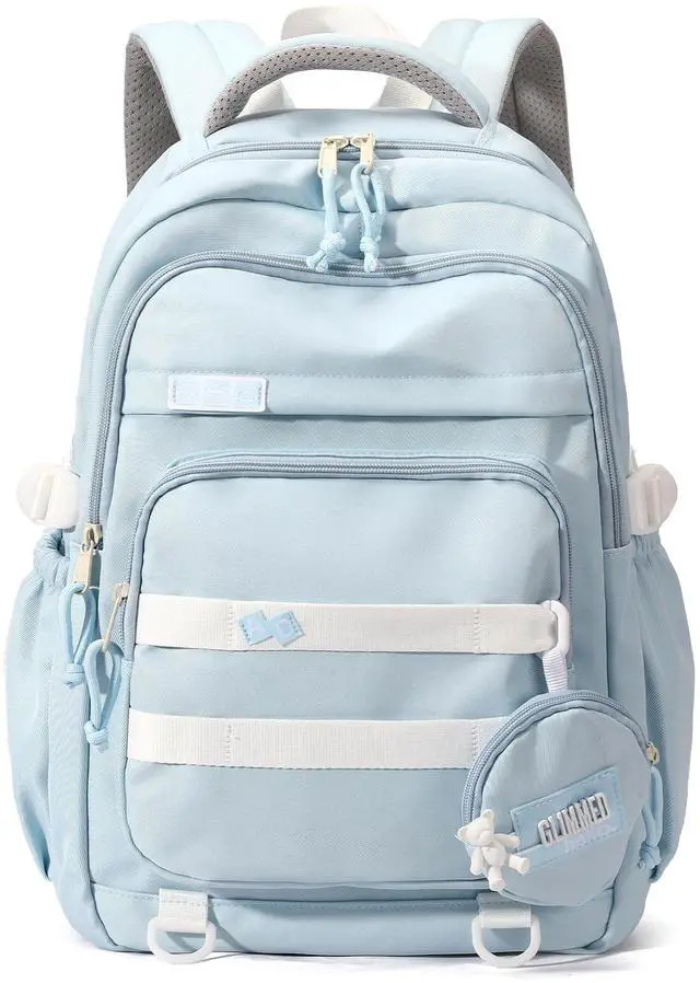 Main image of Kids Backpack for Girls - Aesthetic School Backpack for Teens - Blue Bookbag