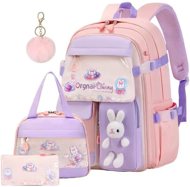 Main image of Girls Backpack Set with Lunch Box & Pencil Case for Elementary School