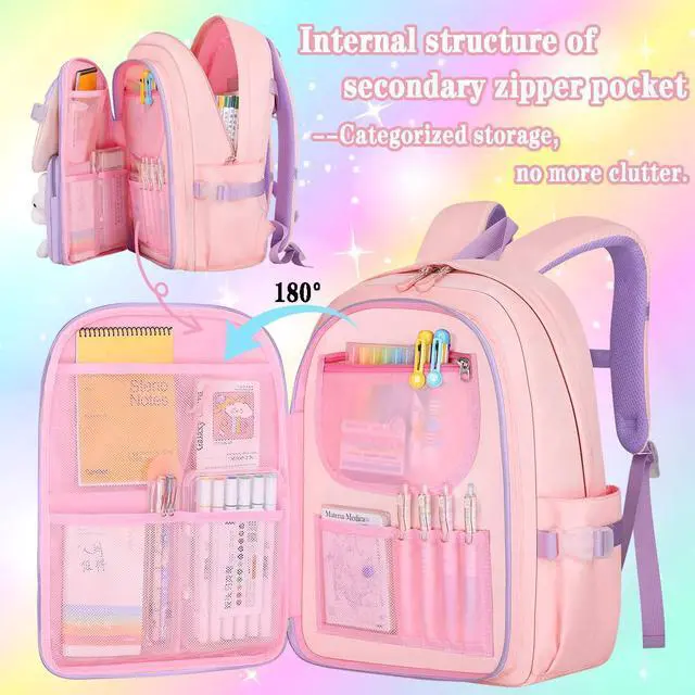 Alt view image 4 of 7 - Girls Backpack Set with Lunch Box & Pencil Case for Elementary School
