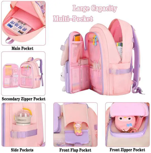 Alt view image 5 of 7 - Girls Backpack Set with Lunch Box & Pencil Case for Elementary School
