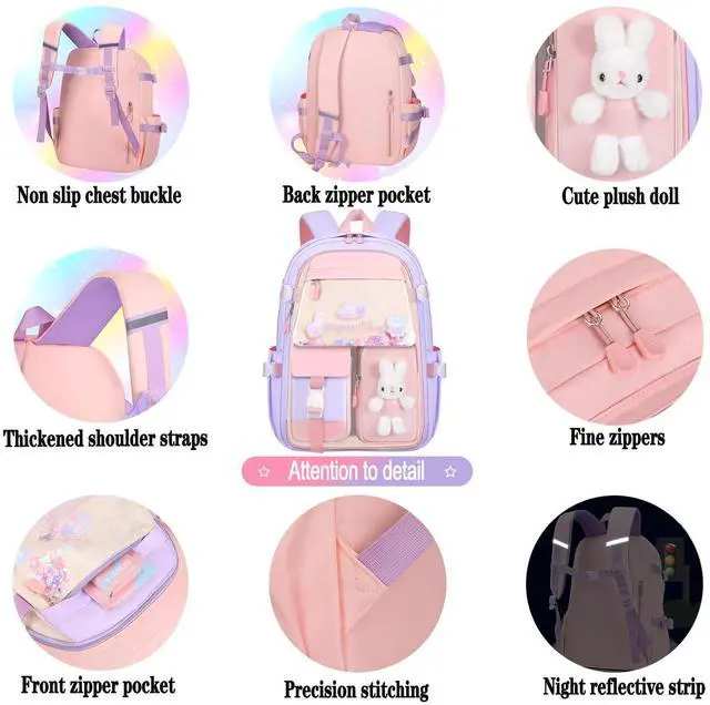 Alt view image 6 of 7 - Girls Backpack Set with Lunch Box & Pencil Case for Elementary School
