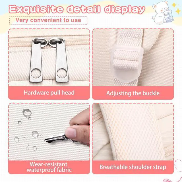 Alt view image 4 of 6 - Cute Backpack School Girls,15L Lightweight Preppy Bookbag