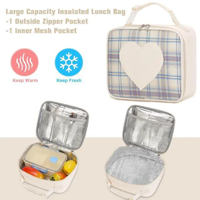 Alt view image 4 of 6 - Backpack for Girls - Bookbag Backpacks Schoolbag for Girls Kids Teen Women Casual Travel Daypacks - School Bag Elementary Middle School College Cute Backpack with Lunch Box (Beige)