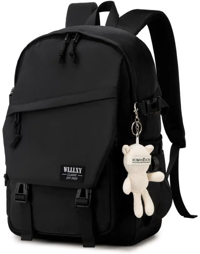 Main image of College School Bag for Men Women Laptop Backpack 15.6 Inch Anti Theft Travel Daypack Large Elementary Middle High Bookbags for Teens Girls Boys Students-Mediumblack