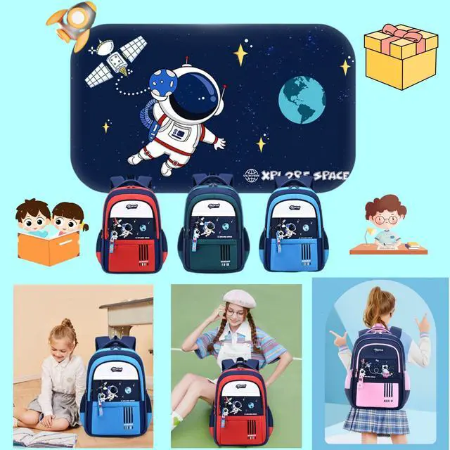 Alt view image 6 of 6 - Boys Backpack Astronaut Sports Kids Backpack Space Schoolbag for Girls&Boys Elementary Student Bookbag