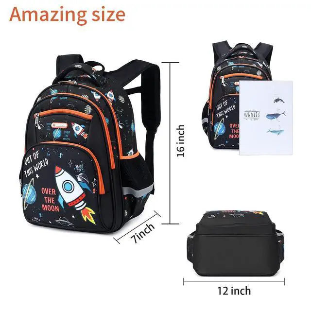 Alt view image 4 of 7 - Kids Backpack Boys, Elementary Kindergarten Preschool School Bag 16 inch Multifunctional Cute Large Capacity