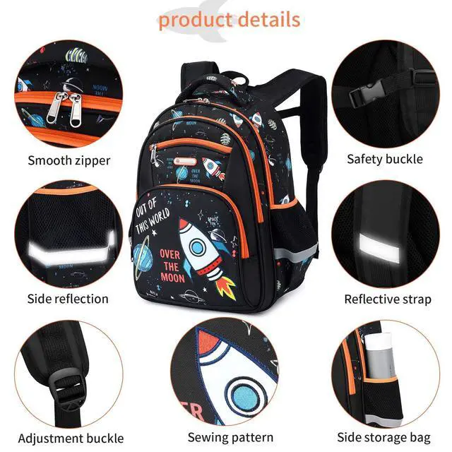 Alt view image 6 of 7 - Kids Backpack Boys, Elementary Kindergarten Preschool School Bag 16 inch Multifunctional Cute Large Capacity