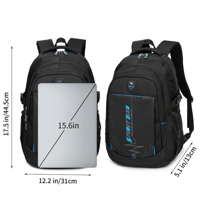 Alt view image 2 of 7 - School Backpack For Teen Boys, Lightweight Water-Resistant Boys Bookbag With Computer Compartment Fits 15.6" Laptop