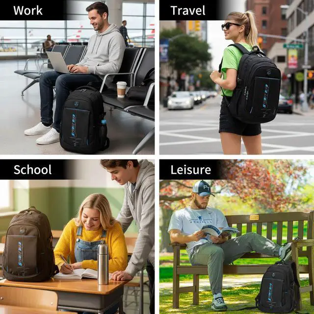Alt view image 6 of 7 - School Backpack For Teen Boys, Lightweight Water-Resistant Boys Bookbag With Computer Compartment Fits 15.6" Laptop