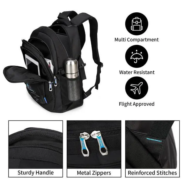 Alt view image 4 of 7 - School Backpack For Teen Boys, Lightweight Water-Resistant Boys Bookbag With Computer Compartment Fits 15.6" Laptop