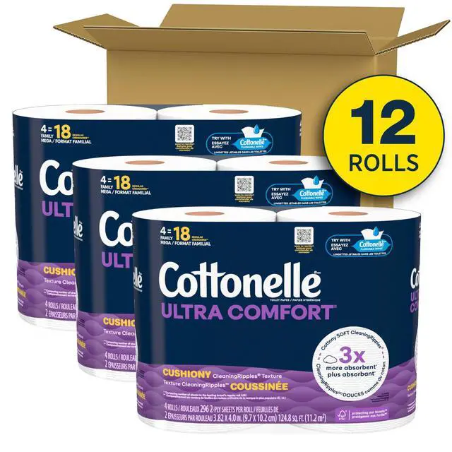 Alt view image 2 of 7 - Ultra Soft Toilet Paper, 12 Family Mega Rolls = 54 Regular Rolls
