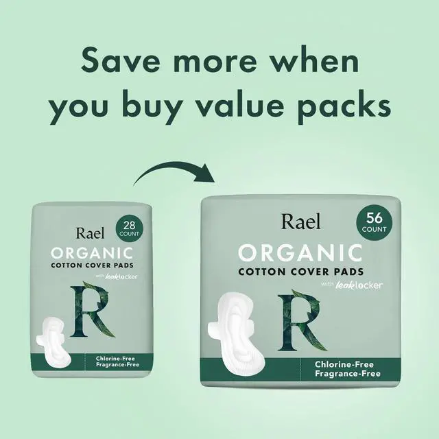Alt view image 5 of 7 - Organic Cotton Cover Sanitary Pads for Women Moderate (Regular, 28 Ct)