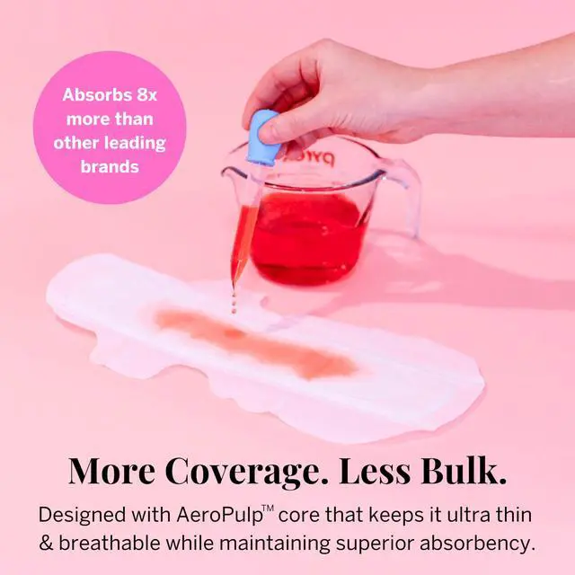 Alt view image 3 of 7 - Organic Pads Cotton Ultra Thin Overnight Pads for Women - Extra Heavy Absorbency with Wings - Leak-Proof, Hypoallergenic & Unscented - Compostable, Biodegradable - FSA Eligible - 12 Count