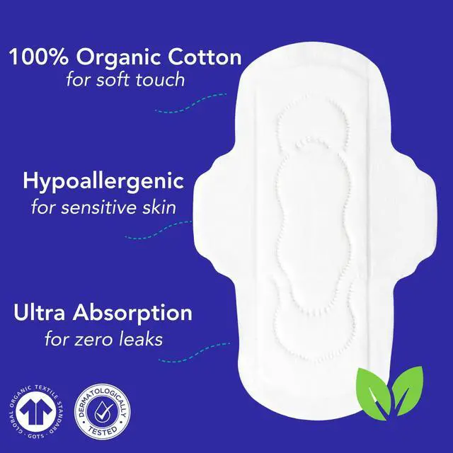Alt view image 2 of 7 - Organic Cotton Pads with Sticky Wings | Ultra Thin | Day Time
