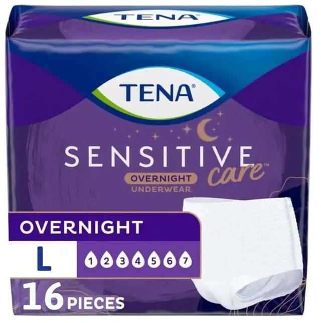 Main image of Sensitive Care Overnight Incontinence Underwear, Women, L 32-42in 16ct