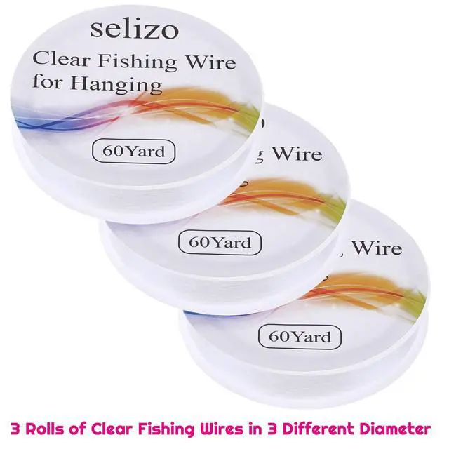 Alt view image 2 of 7 - Fishing Wire, Selizo 3Pcs Clear Fishing Line Jewelry String Invisible Nylon Thread for Hanging Decorations, Beading and Crafts (3 Sizes, 60 Yards per Roll)