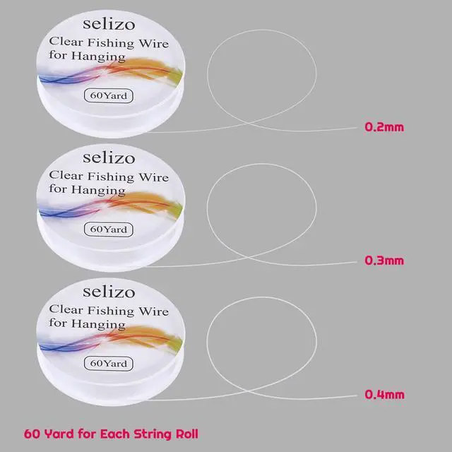 Alt view image 3 of 7 - Fishing Wire, Selizo 3Pcs Clear Fishing Line Jewelry String Invisible Nylon Thread for Hanging Decorations, Beading and Crafts (3 Sizes, 60 Yards per Roll)