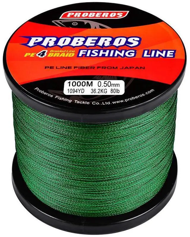 Main image of Braided Fishing Line 4 Strands Strong Multifilament PE Braid Wire for Saltwater 328Yard/300M 50LB Green