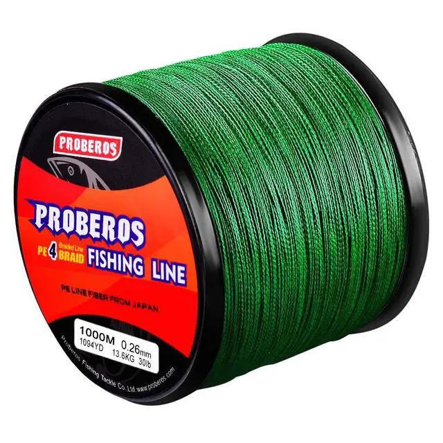 Alt view image 2 of 7 - Braided Fishing Line 4 Strands Strong Multifilament PE Braid Wire for Saltwater 328Yard/300M 50LB Green