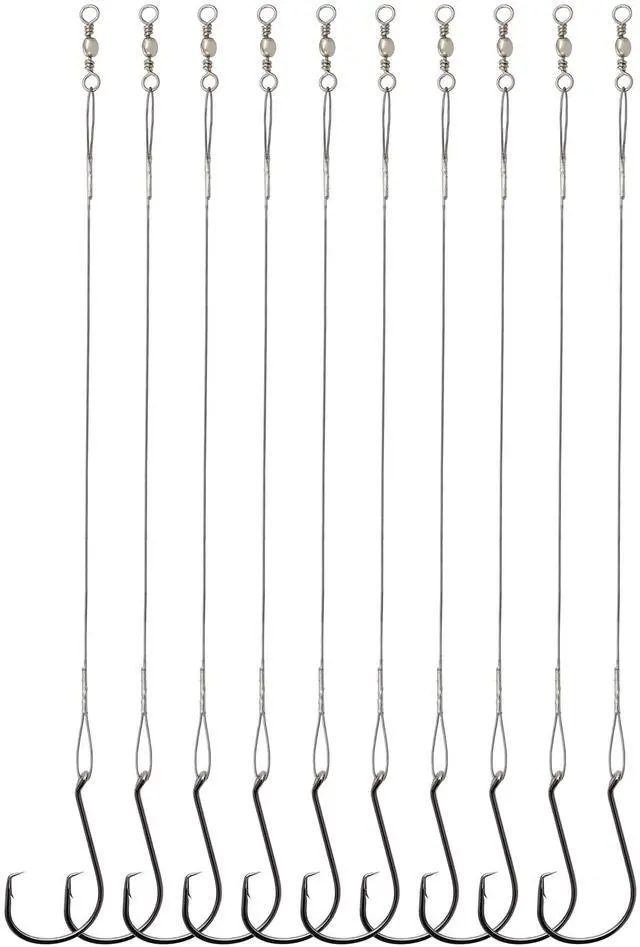 Main image of Circle Hooks Rigs Saltwater Steel Leader Wire, 25pcs Heavy Duty Circle Hook with Leader Wire Bass Catfish Fishing Lure Rig