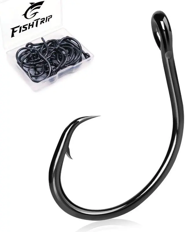 Main image of 25pcs Inline 5X Strong Circle Hooks, Fishing Hooks for Saltwater