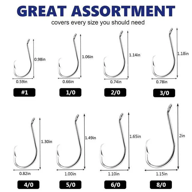 Alt view image 5 of 7 - Circle Hooks Saltwater Fishing Hooks for Catfish Octopus Fish Hook