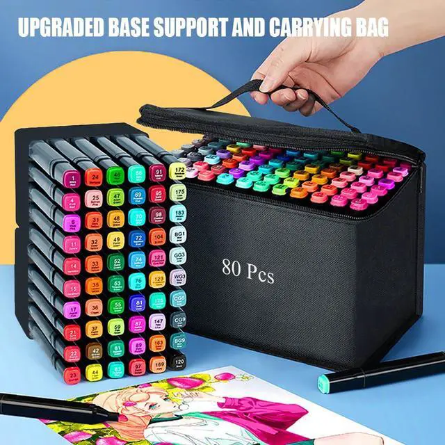 Alt view image 4 of 7 - Alcohol Markers, 80 Colors Art Drawing Markers Set for Kids Adults