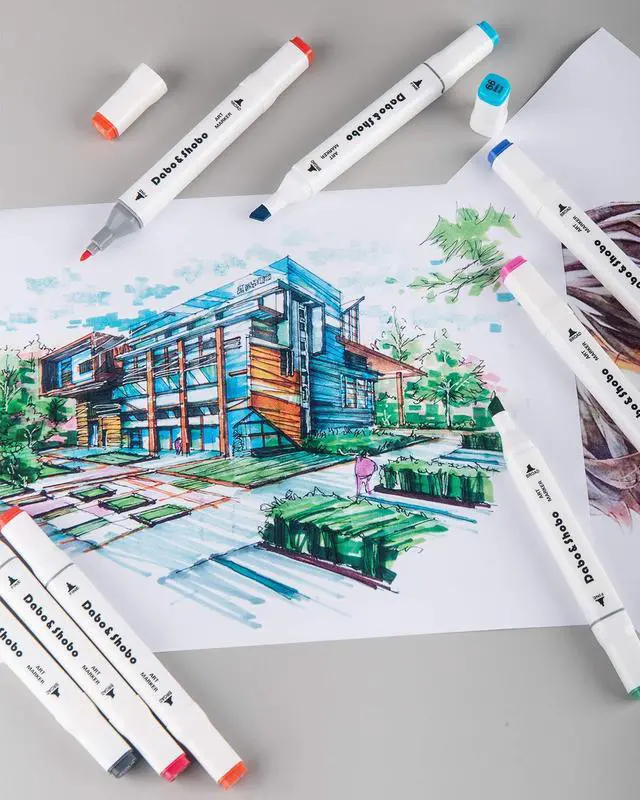 Alt view image 7 of 7 - 80 Colors Alcohol Markers, Dawing Marker, Dual Tip, Fine & Chisel Coloring Marker For Adult Coloring And Sketching