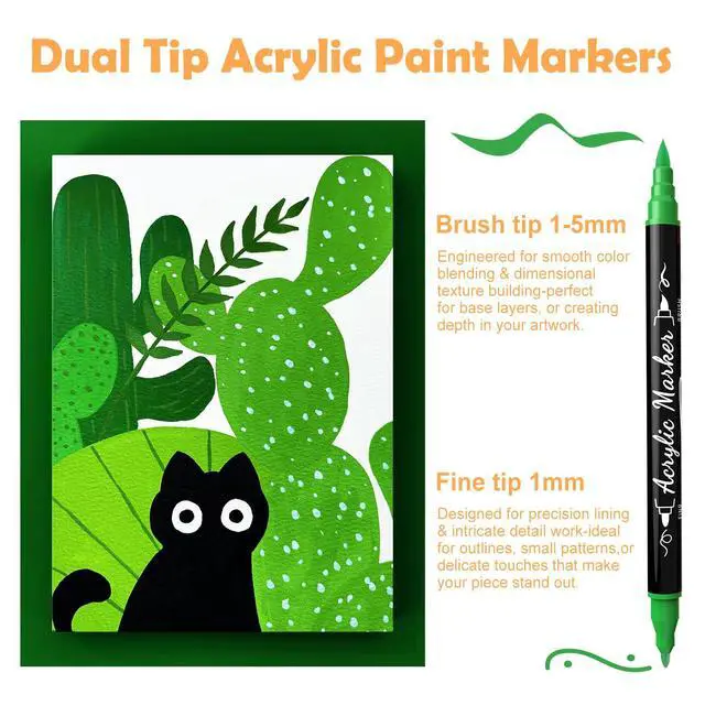 Alt view image 3 of 7 - 30 Colors Precision Dual Tip Acrylic Paint Markers Pens - Brush & Fine