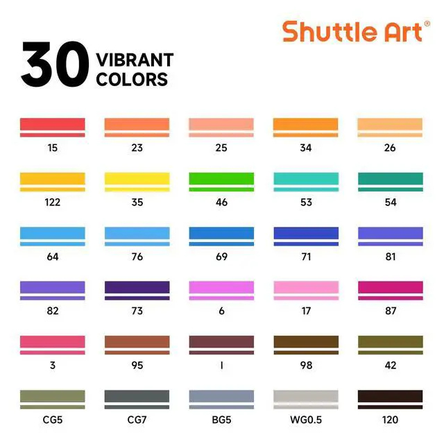 Alt view image 2 of 7 - 30 Colors Dual Tip Art Markers Permanent Marker Pens Highlighters Perfect for Illustration Adult Coloring Sketching and Card Making