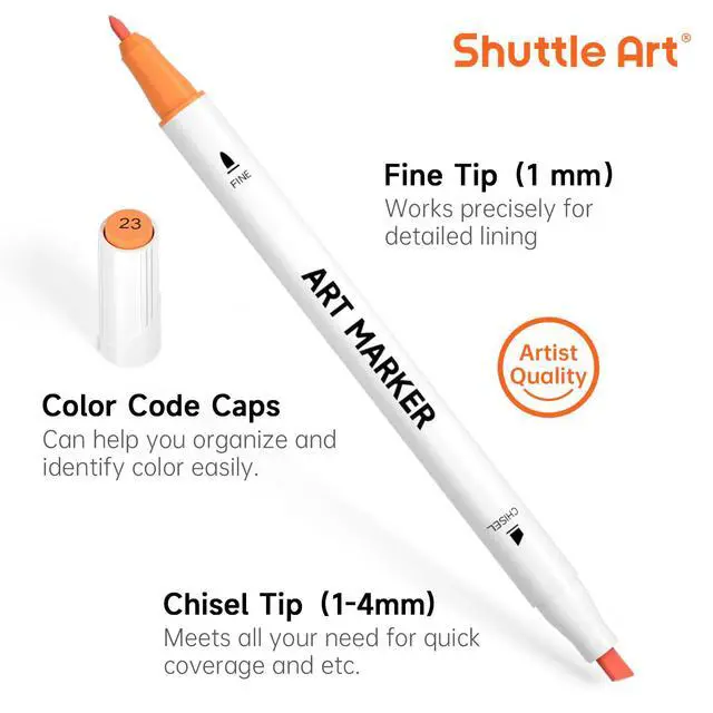 Alt view image 4 of 7 - 30 Colors Dual Tip Art Markers Permanent Marker Pens Highlighters Perfect for Illustration Adult Coloring Sketching and Card Making