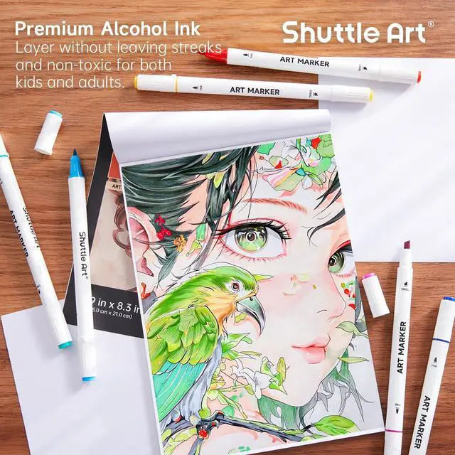 Alt view image 5 of 7 - 30 Colors Dual Tip Art Markers Permanent Marker Pens Highlighters Perfect for Illustration Adult Coloring Sketching and Card Making