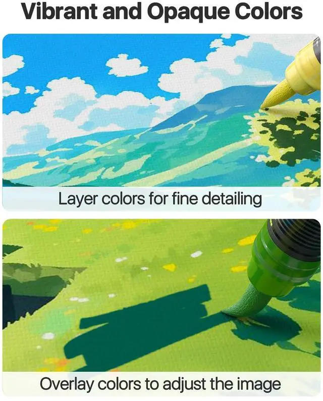Alt view image 4 of 7 - Acrylic Paint Markers Brush Tip 18 Colors, Automatic Ink Control