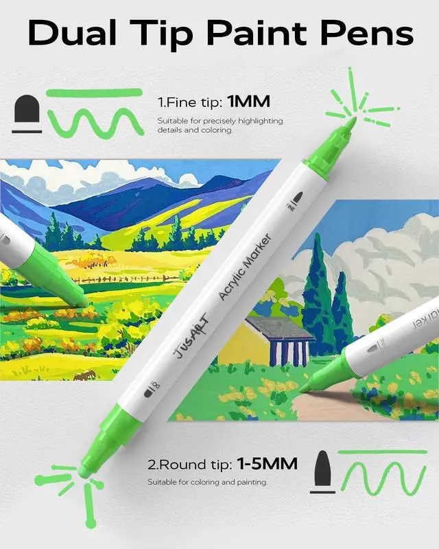 Alt view image 2 of 7 - Acrylic Paint Markers 24 Colors, Dual Tip Art Supplies for Rock