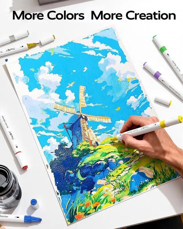 Alt view image 3 of 7 - Acrylic Paint Markers 24 Colors, Dual Tip Art Supplies for Rock